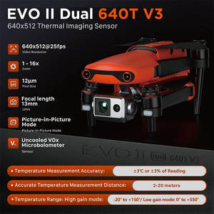 Dron Profesional Contra Incendios <span class=keywords><strong>AITEL</strong></span> EVO II Dual 640T V3, Sensor de Imagen Térmica de 640x512 25Hz, Alcance de 15 km, Retroiluminación LED, 5.8g - Product Image 3