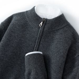 Maglione in Cashmere da Uomo, Casual con Mezza Cerniera, Abbigliamento Invernale, Servizio OEM Diretto dalla Fabbrica - Product Image 3