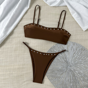 LSQ886 <span class=keywords><strong>Bikini</strong></span> con Rivetti Stile Europeo e Americano 2026, Costume da Bagno Estivo da Donna per Vacanze al Mare, <span class=keywords><strong>Senza</strong></span> <span class=keywords><strong>Spalline</strong></span>, Due Pezzi - Product Image 4