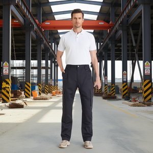 Pantalon cargo en toile résistant aux flammes pour homme, multi-poches, taille XL, noir, polyester et coton, pantalon FR - Product Image 2