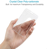 Drop Shipping Porte-carte d'identité double en plastique dur transparent Accessoire pour badge horizontal Porte-bâton vertical rigide