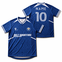 Camisetas de Fútbol Personalizadas para Clubes Deportivos, Uniformes Transpirables para Entrenamiento, Camiseta de Fútbol Azul Vintage