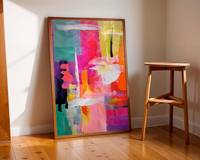 Peinture à l'huile abstraite moderne de grande taille, colorée et texturée, peinte à la main, pour décoration murale de salon.