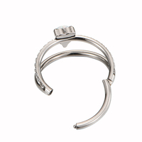 Fuxuan Anneau clicker à deux couches en titane ASTM F136 avec cœur en opale, segment articulé, pour piercing de nez et de cartilage d'oreille