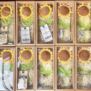 Produk baru buatan tangan ledakan wol produk selesai tersenyum Crochet bunga matahari Crochet bunga dijual