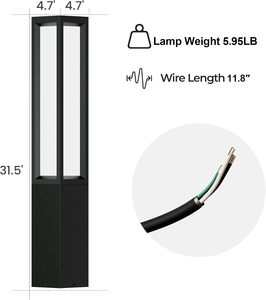 Lampada da Esterno <span class=keywords><strong>per</strong></span> Sentieri in Alluminio IP55 Impermeabile LED Moderna Illuminazione <span class=keywords><strong>per</strong></span> Prato Estetica <span class=keywords><strong>per</strong></span> <span class=keywords><strong>Giardino</strong></span> Vialetto Bollard Patio - Product Image 5