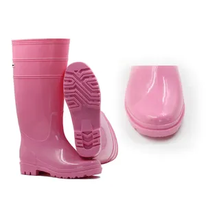 Thick Soled Cheap Popular Designed Unisex Pink Pvc Safety Waterproof Work Fishing Boots Rain Boots Wholesale