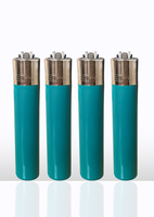 Vente en gros 2025, briquet à gaz butane personnalisé avec logo vert, avec meule, design moderne, briquet rechargeable