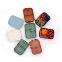 Boîte à déjeuner réutilisable pour les enfants, respectueux de l'environnement, 3 compartiments, anti-fuites, Bento en silicone, contenant pour repas, nouveauté 2022