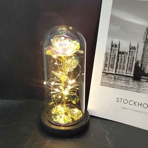 Lámpara LED rosa dorada eterna, lámina de oro de 24K, flores decorativas, luces, regalos artificiales para el Día de San Valentín para graduación - Product Image 1