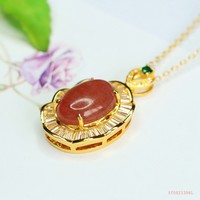 Pendentifs en quartz fraise naturel Aiyu en gros, colliers en pierres précieuses pour femmes, vente en direct en ligne
