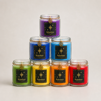 Ensemble de 7 bougies chakra en cire de soja naturelle, dans un bocal en verre, pour studio de yoga, méditation, guérison énergétique, coffret cadeau, OEM, étiquette privée
