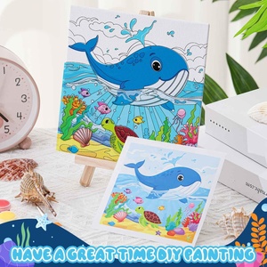 Panwenbo 12 ensembles <span class=keywords><strong>de</strong></span> <span class=keywords><strong>toiles</strong></span> pré-dessinées sur le thème des animaux marins pour la peinture, panneaux <span class=keywords><strong>de</strong></span> toile à colorier pour adultes - Product Image 4