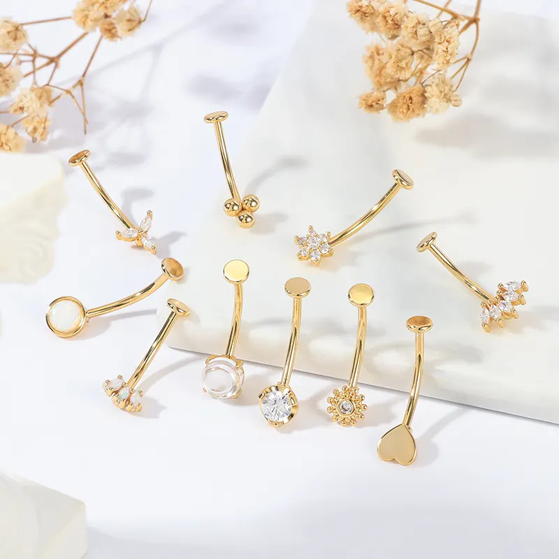 Perhiasan Pvd desain asli baja tahan karat 316L cincin perut cincin tindik pusar emas wanita