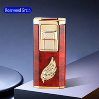 Briquet à cigare vintage à flamme double bleue avec allumage à une pression, coffret cadeau