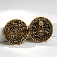 Pièce de collection Viking Arbre de Vie Yggdrasil, Guerrier Nordique, en métal émaillé dur, électroplaqué, gravée double face, jeton de poche
