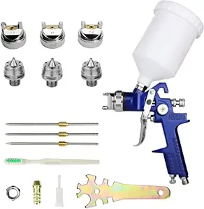 HVLP Spray Gun With Replaceable 1.4 Mm 1.7 Mm 2.0 Mm Nozzle Needle Cover Car Air Spray Paint Spray Gun Kit With 600 Ml Cup