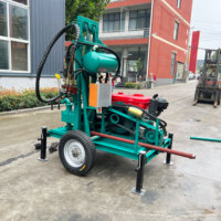 Équipement de forage de puits profonds Dolphin 150m, forage hydraulique diesel portable sur roues, machine de forage de puits d'eau à vendre