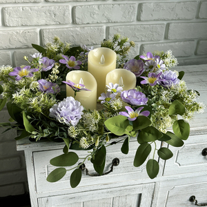 Corona de Velas de Pascua de Alta Calidad al por Mayor de Fábrica, Hecha a Mano con Flores Artificiales de Margarita y Flores Silvestres - Product Image 5