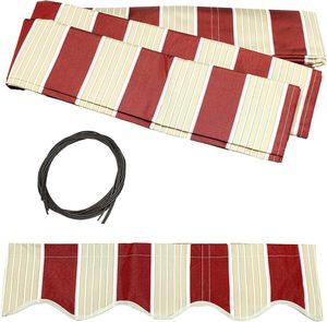 Ready Stock rosso & Beige tessuto a righe <span class=keywords><strong>per</strong></span> <span class=keywords><strong>tende</strong></span> <span class=keywords><strong>da</strong></span> <span class=keywords><strong>sole</strong></span> retrattile in tessuto di ricambio <span class=keywords><strong>per</strong></span> rivestimento ombreggiante esterno - Product Image 2