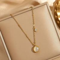 Collier en acier inoxydable anti-ternissement avec opale pour femme, pendentif opale blanche étanche, bijoux minimalistes en gros