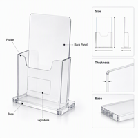 Support de brochure en acrylique personnalisé, présentoir de comptoir transparent pour dépliants, organisateur de tris dossiers, support de poche avec logo OEM