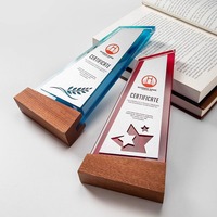 Trophée de cristal en bois massif sur mesure Prix de la réunion annuelle haut de gamme Médaille en bois créative Honor Glass Metal pour cadeaux de bienvenue