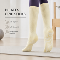 Chaussettes de yoga en coton peigné antidérapantes à bout intégral avec points en silicone, douces et respirantes pour Pilates, Barre, Fitness, Femmes, OEM ODM
