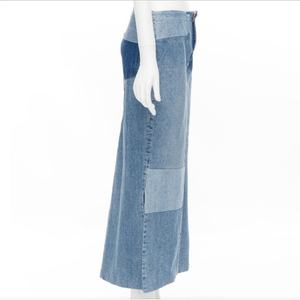 กระโปรงยีนส์ยาวสไตล์วินเทจ ตกแต่งแบบแพทช์เวิร์ค เอวต่ำ สำหรับผู้หญิง - Product Image 3