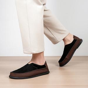 Mocassini Casual da Uomo Taglie Forti con Punta Larga, Colore Tinta Unita, per Autunno; Leggeri, Resistenti all'Usura, in Velluto di Fibra di Toro, con Suola Morbida, Slip-on in Camoscio - Product Image 6