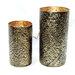 ชุดเชิงเทียนเฮอร์ริเคน2ชิ้นทำจากโลหะเหล็กทันสมัยสำหรับตกแต่งบ้าน - Product Image 1