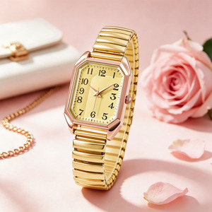 Montre à quartz de luxe pour femme <span class=keywords><strong>W198</strong></span>, version coréenne, carrée, en cuir et alliage, verre, strass, pour affaires, version internationale - Product Image 3