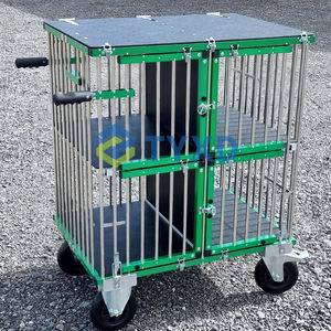 Chariot d'exposition <span class=keywords><strong>pour</strong></span> animaux de compagnie en aluminium argenté à quatre couchettes Chariot <span class=keywords><strong>pour</strong></span> <span class=keywords><strong>chien</strong></span> pliable de grande taille moyenne Motif animal Fermeture à bouton en métal - Product Image 2