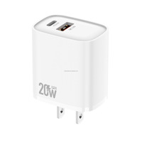 Cargador PD20W con Doble Puerto A+C, Carga Rápida, Enchufe EU, US, UK, Compatible con Teléfonos Apple y Samsung, Cargador Estándar