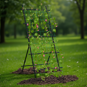 Treillis de jardin en métal de 74 pouces de hauteur, revêtu de PVC, pour fleurs, plantes grimpantes et légumes dans les jardins - Product Image 2