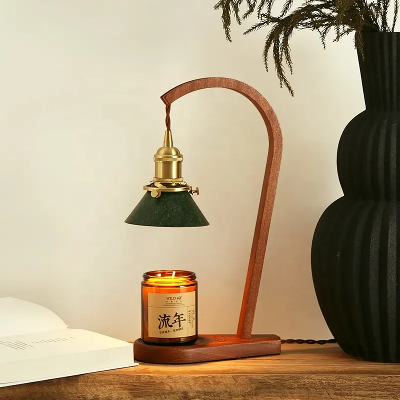 Art chinois rétro base en bois bougies chauffe-bougie GU10 lampe aromatique cire fondue lumières de cire bougies parfumées lampe de table veilleuse