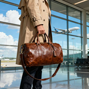 الشركة المصنعة الأصلية تصنيع المعدات الأصلية الحرفية الفاخرة وعرة الرجال جلد البقر الحقيقي السفر واق من المطر ليلة واحدة عطلة نهاية الأسبوع - Product Image 4