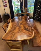 Mobilier moderne Noyer d'Amérique du Sud Forme naturelle Dessus de table Bord vivant Dalle de bois Table de salle à manger