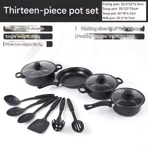 Multi-Functional 13-Piece Cookware Set Non-Stick Granite Coating Frying Pan Soup <b>Pot</b> Milk Pan Spatula Kitchen Set - Product Image 5