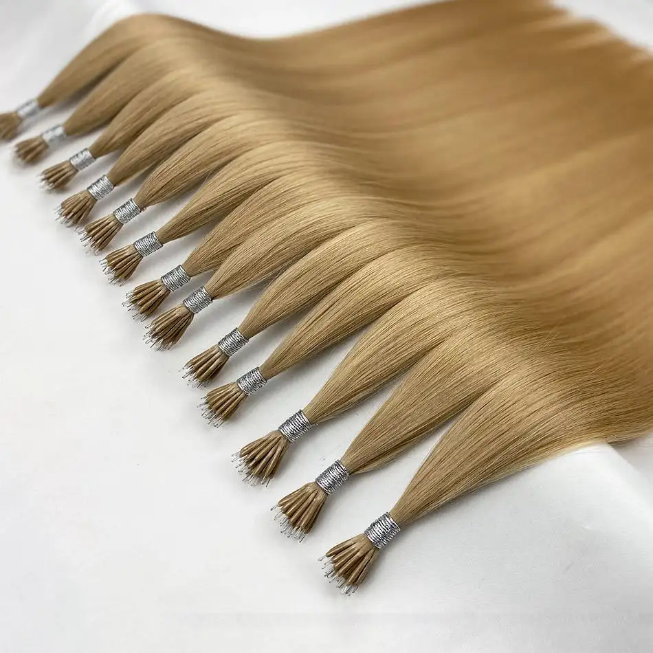 Neuer Schönheitstrend Kunststoff-Nano-Spitzen-Haarverlängerung 100 % menschliches Haar Remy russische F-Spitzen-Verlängerung