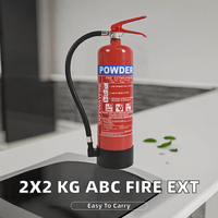 Extincteur à poudre sèche ABC 2 x 2 kg, portable, classe B, homologué CE, rouge et noir, pour maison, cuisine, bureau, voiture, fourgonnette