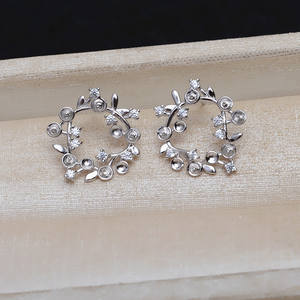 Boucles d'oreilles universelles en argent S925 faites à la main, accessoires de bijoux en jade et perles, support vide 3978 - Product Image 2