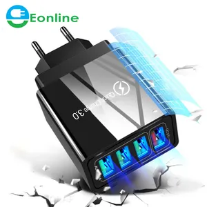Eonline-cargador USB de carga rápida para móvil, adaptador de carga de pared QC 3,0 de 4 puertos, 48W, para iPhone 14, 13, Samsung, Xiaomi
