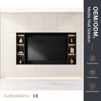 Meuble TV contemporain haut de gamme à panneaux mats, sans poignée, avec fond intégré, pour appartement, suite, et support pour projets professionnels