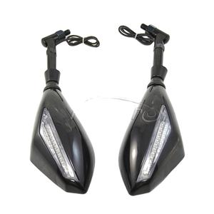 RACEPRO-espejo lateral para motocicleta, piezas personalizadas, Universal, LED integrado, para <span class=keywords><strong>Motocross</strong></span>, con luz de señal de giro, para <span class=keywords><strong>Kawasaki</strong></span> Ninja 250 <span class=keywords><strong>300</strong></span> - Product Image 2