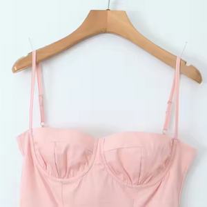 เดรสสีชมพูแขนกุด แฟชั่นฤดูใบไม้ผลิและฤดูร้อน สไตล์ลำลอง รับผลิตตามแบบ (OEM) คุณภาพสูง ชุดเดรสใหม่สำหรับผู้หญิง - Product Image 3