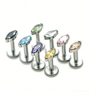 Pendientes de Piercing para Labio con Engaste de Aleación de Titanio 5A, Forma Marquesa, Accesorios para Piercing Corporal, Accesorios para Piercing de Hueso de Oreja - Product Image 2