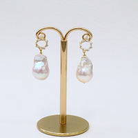 Lucy bijoux plaqué or rond cercle Zircon grande perle colorée boucles d'oreilles perle baroque d'eau douce pour les femmes