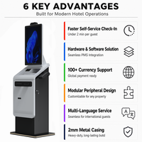 Kiosque de paiement modulaire personnalisé OEM ODM pour hôtel avec distributeur de cartes RFID, scanner de passeport, recycleur de billets CE FCC ISO9001