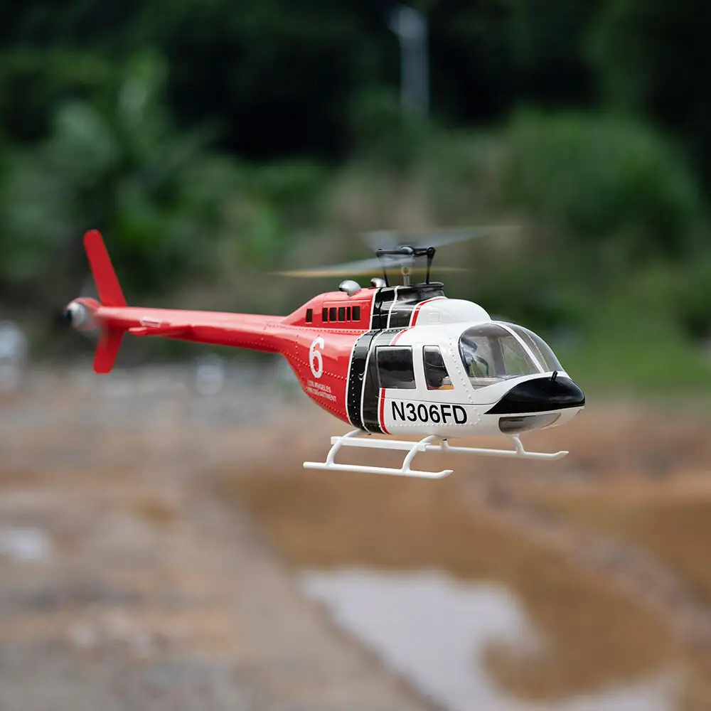 طائرة هيليكوبتر من FLY WING طراز Bell 206 V2 فئة 470 6CH مزودة بمحرك بدون فرشاة ونظام تحديد المواقع GPS وتثبيت الارتفاع ونقاط القيادة مع جهاز تحكم في الطيران H1